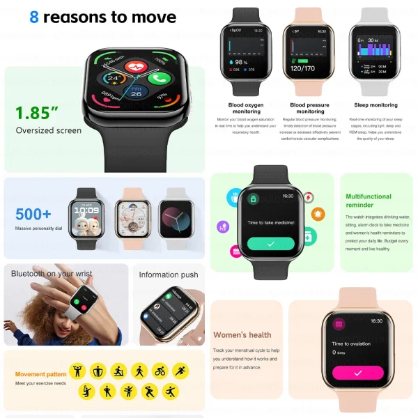 New Watch 10 Series Smart Watch Health Monitoring Sports Mode Reminder Function 500+ DIY Dial 1.85 Inch Women Smart Watch - Image 2