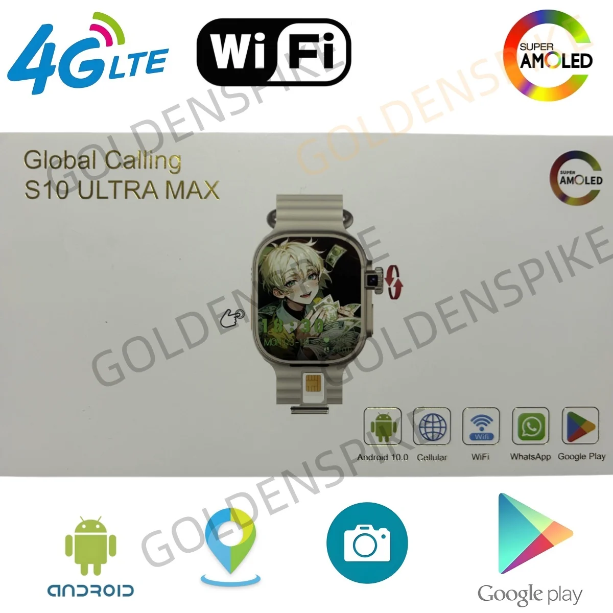 GOLDENSPIKE S10 Ultra MAX 4G Smartwatch Android Smart Watch With 448*528 180° Rotary Camera GPS WIFI Video Call NFC App Download - Image 3