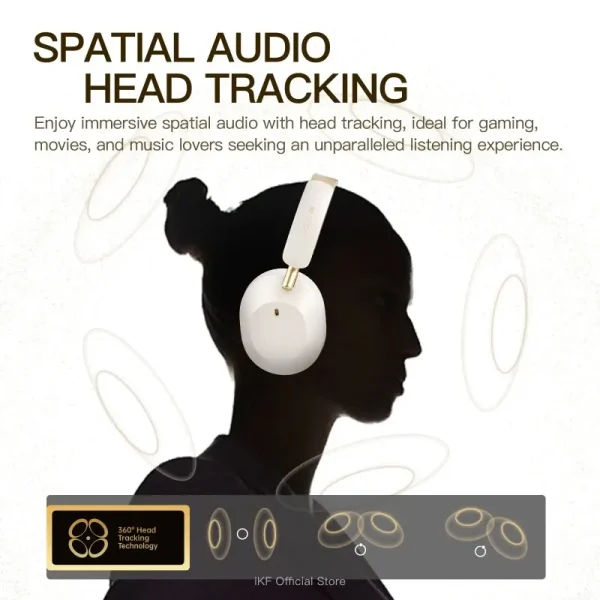 IKF Solo Pro Wireless Bluetooth 6.0 Headphone Smart Stereo ANC Sport Portable Headsets Noise Reduction Custom Light Weight Gift - Image 3