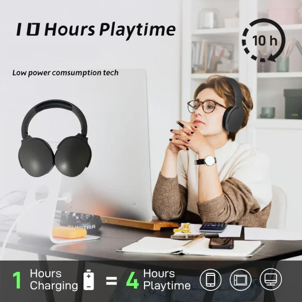TenYua Wireless Bluetooth 5.3 Headphones Over Ear Hifi Stereo Headset True Sports With Earphones TF/AUX Music Player with HD Mic - Image 4