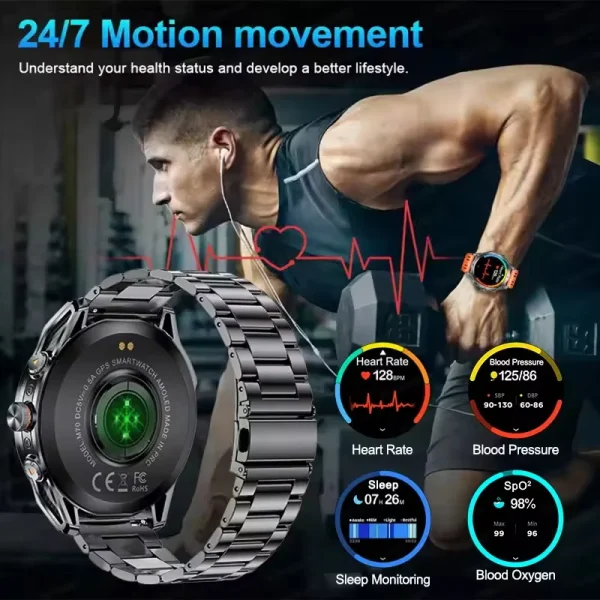 New T-Rex3 Ultra 1000mAh Battery Smart Watch Built in GPS Compass 10ATM Waterproof Sports tracker Outdoors Military Smartwatches - Image 4