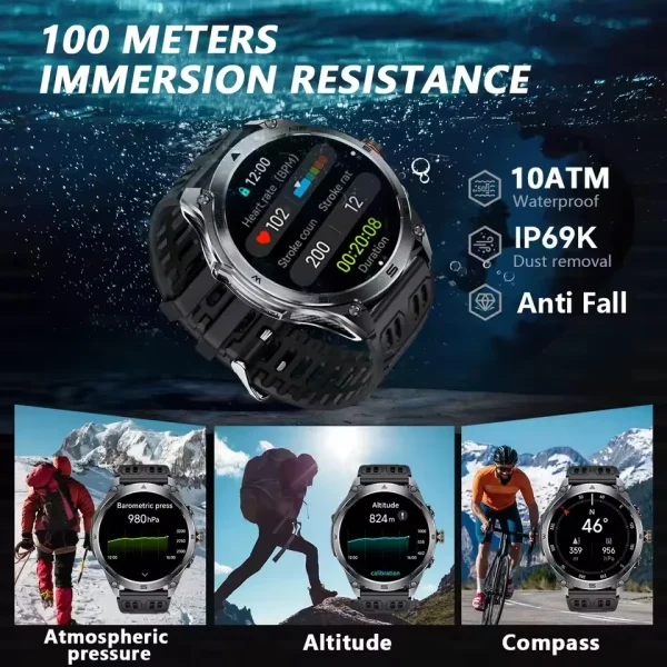 New T-Rex3 Ultra 1000mAh Battery Smart Watch Built in GPS Compass 10ATM Waterproof Sports tracker Outdoors Military Smartwatches - Image 3