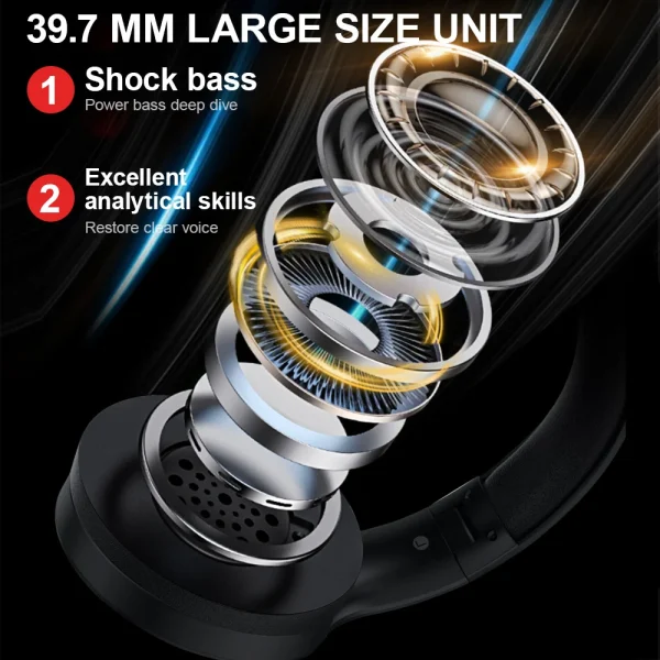 Siindoo JH-919 Wireless Bluetooth Headphones Foldable Stereo Earphones Super Bass Noise Cancelling Mic For Iphone Laptop PC TV - Image 2