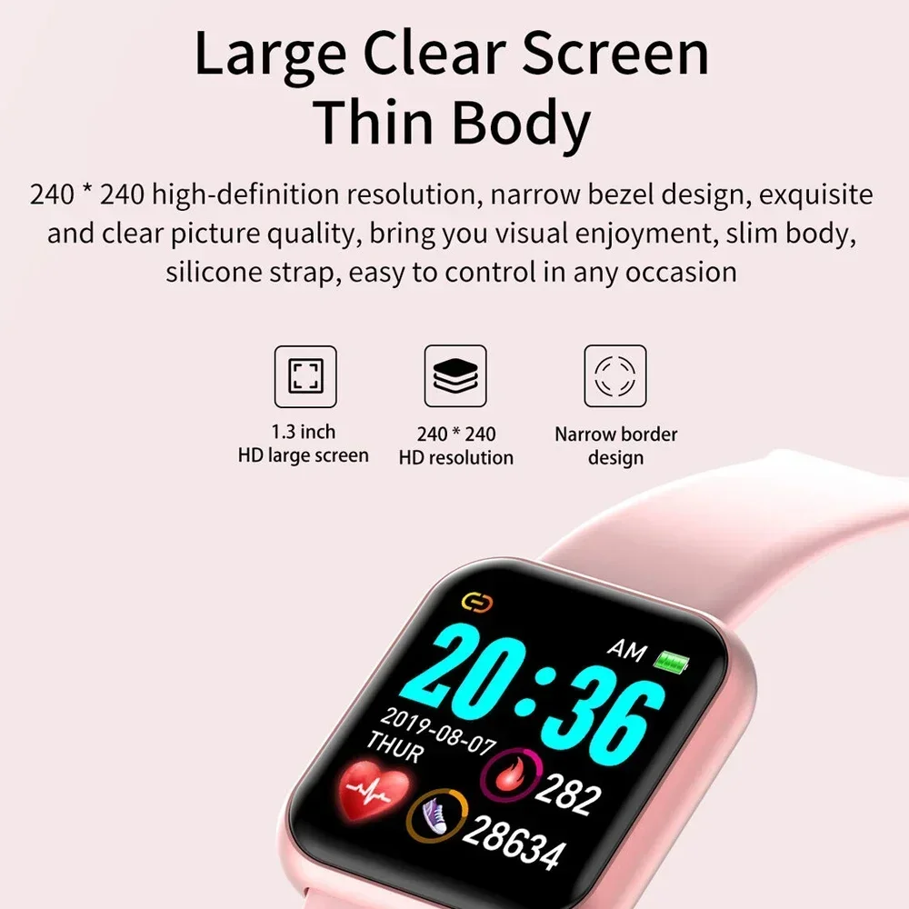 Smart Watch Men Women D20 Bluetooth Heart Rate Monitor Blood Pressure Fitness Bracelet Fashion Smartwatch Y68 for IOS Android - Image 5