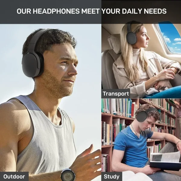 TenYua Wireless Bluetooth 5.3 Headphones Over Ear Hifi Stereo Headset True Sports With Earphones TF/AUX Music Player with HD Mic - Image 6