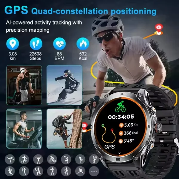 New T-Rex3 Ultra 1000mAh Battery Smart Watch Built in GPS Compass 10ATM Waterproof Sports tracker Outdoors Military Smartwatches - Image 2