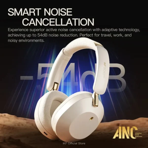 IKF Solo Pro Wireless Bluetooth 6.0 Headphone Smart Stereo ANC Sport Portable Headsets Noise Reduction Custom Light Weight Gift - Image 2