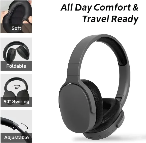 TenYua Wireless Bluetooth 5.3 Headphones Over Ear Hifi Stereo Headset True Sports With Earphones TF/AUX Music Player with HD Mic - Image 5