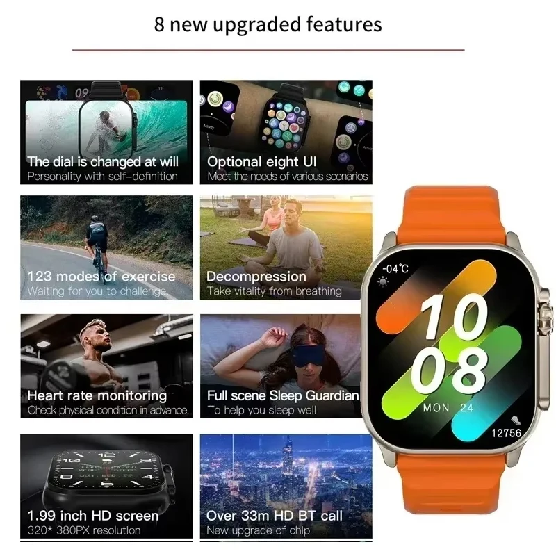 2025 T800 2 Smart Watch Men 49mm Series 8 2.3 "AMOLED Screen NFC Compass Waterproof For Apple Watch IWO Ultra 8 Smartwatch - Image 4