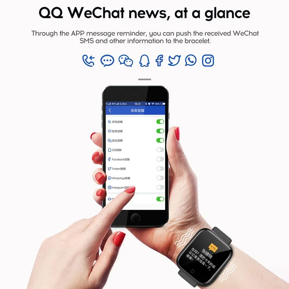 Smart Watch Men Women D20 Bluetooth Heart Rate Monitor Blood Pressure Fitness Bracelet Fashion Smartwatch Y68 for IOS Android - Image 4